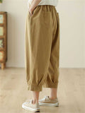 Women's Elastic Waist Solid Color Relaxed Pants