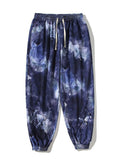 Male Loose Fit Drawstring Tie Dye Print Pants