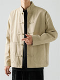 Solid Color Stand Collar Buttoned Jackets for Men