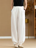 Women's Plain Linen Keep Warm Plush Liner Winter Long Pants