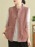 Women's Autumn Cosy Corduroy Vest Jacket with Pocket