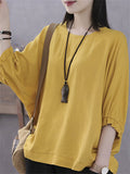 Women's Simple Oversized Crew Neck Batwing Sleeve Shirt