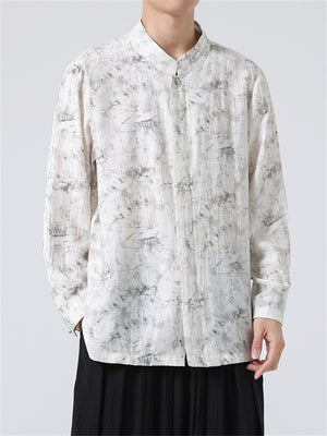 Chinese Style Men's Stand-up Collar Vintage Jacquard Shirt