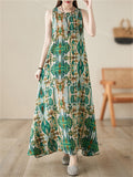 Women's Boho Style Round Neck Sleeveless Printed Dress