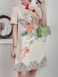 Blossom & Handheld Fan Print Female Dresses