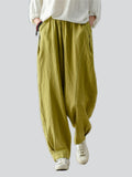 Women's Leisure Natural Linen Elastic Waist Relaxed Pants