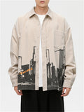 Men's Cityscape Pattern Print Comfortable Shirts