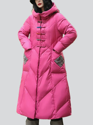 Women's Hot White Duck Down Hooded Overcoat for Winter