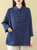 Chinese Style Knot Button Pure Cotton Kungfu Shirt for Women