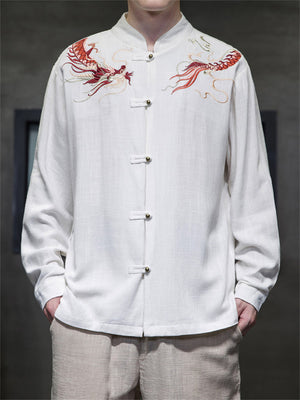 Men's Loong Pattern Embroidery Spring Autumn Shirts