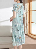 Orchid Butterfly Mountain Scenery Pattern Female Qipao Dress