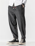 Men's Stylish Striped Drawstring Thickened Casual Pants