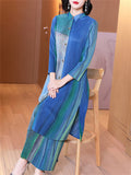 Women's Elegant Gradient Color Silky Shirt Straight-Leg Pants