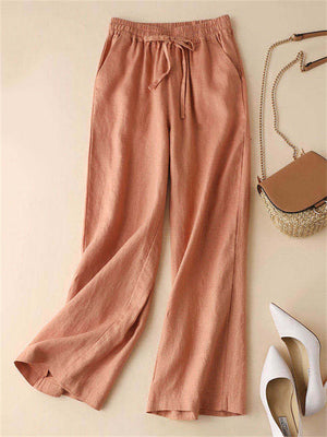 Female High-rise Solid Color Comfortable Relaxed Pants