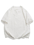 Men's Summer V Neck Short Sleeve Regular Fit Linen Shirt