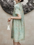 Women's Summer Light Green Embroidery Qipao