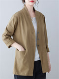 Spring Leisure Single-Breasted Stand Collar Jacket for Women