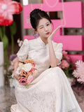 Chinese Style Elegant Engagement Wedding Bridal Qipao Dress