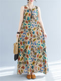 Women's Leisure Round Neck Sleeveless Print A-Line Dress