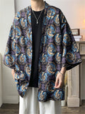 Men's Retro Dragon Tiger Print Summer Cardigan Shirt