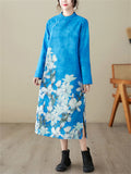 Thickened Women's Elegant Floral Cheongsam Dresses