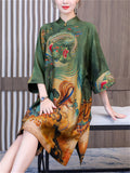 Female Summer Chinese Style Silky A-line Dress