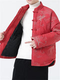 Casual Dragon Embroidered Padded Outerwear for Male