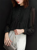 Women's Elegant Stand Collar Polka Dot Breathable Chiffon Shirt