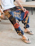 Ethnic Style Abstract Print Oversized Harem Pants for Men