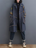 Female Vintage Washed Loose Mid Length Denim Coat