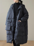 Loose Fit Solid Color Puffer Coats for Women