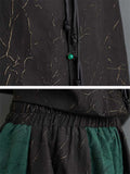 Women's Tang Suit Tassel Button Contrast Color Shirt & Lantern Skirt