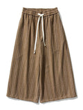 Ethnic Style Pinstripe Woolen Wide Leg Pants for Men