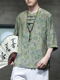 Chinese Style Men's Loose Ice Silk Printed Shirts