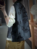 Chinese Pavilion Embroidered Vest Jacket for Women