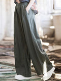 Ladies Wide Leg Button Decor Floor Length Trouser