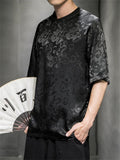 Men's Summer Casual Round Neck Dragon Jacquard T-shirts