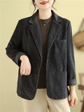 Spring Notched Collar One Button Corduroy Jacket for Women