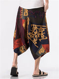 Men's Chinese Style Plus Size Printed Cropped Pants