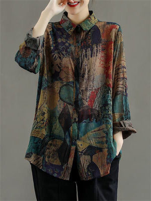 Female Vintage Print Comfortable Spring Shirts