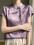 Women's Chinese Style Stand Collar Tassel Button Vintage Shirt