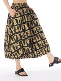 Female Elastic Waist Trendy Geometric Pattern Print Skirts