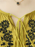 Casual Tassel Lace Up Dandelion Embroidery Shirt for Women