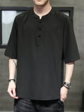 Breathable Thin Solid Half Sleeve Shirts for Men