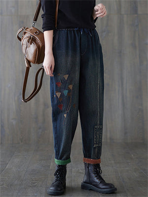 Women's Spring Regular & Winter Plush Lined Denim Pants