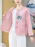 Ancient Style Embroidery Women's Round Neck Silk Jacket