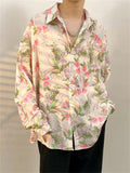 Flower Print Ice Silk Hawaiian Shirt for Men