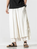 Men's Zen Buddhism Layered Side Slit Lace Up Linen Pants