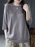 Casual Pullover 3/4 Sleeve Knitted Shirt for Women