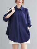 Natural Linen Solid Color Cozy Loose Shirt for Women